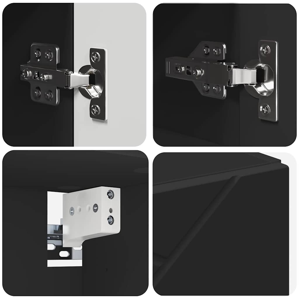 Mirrored Cabinet Black 59 x 17 x 55 cm Engineered wood