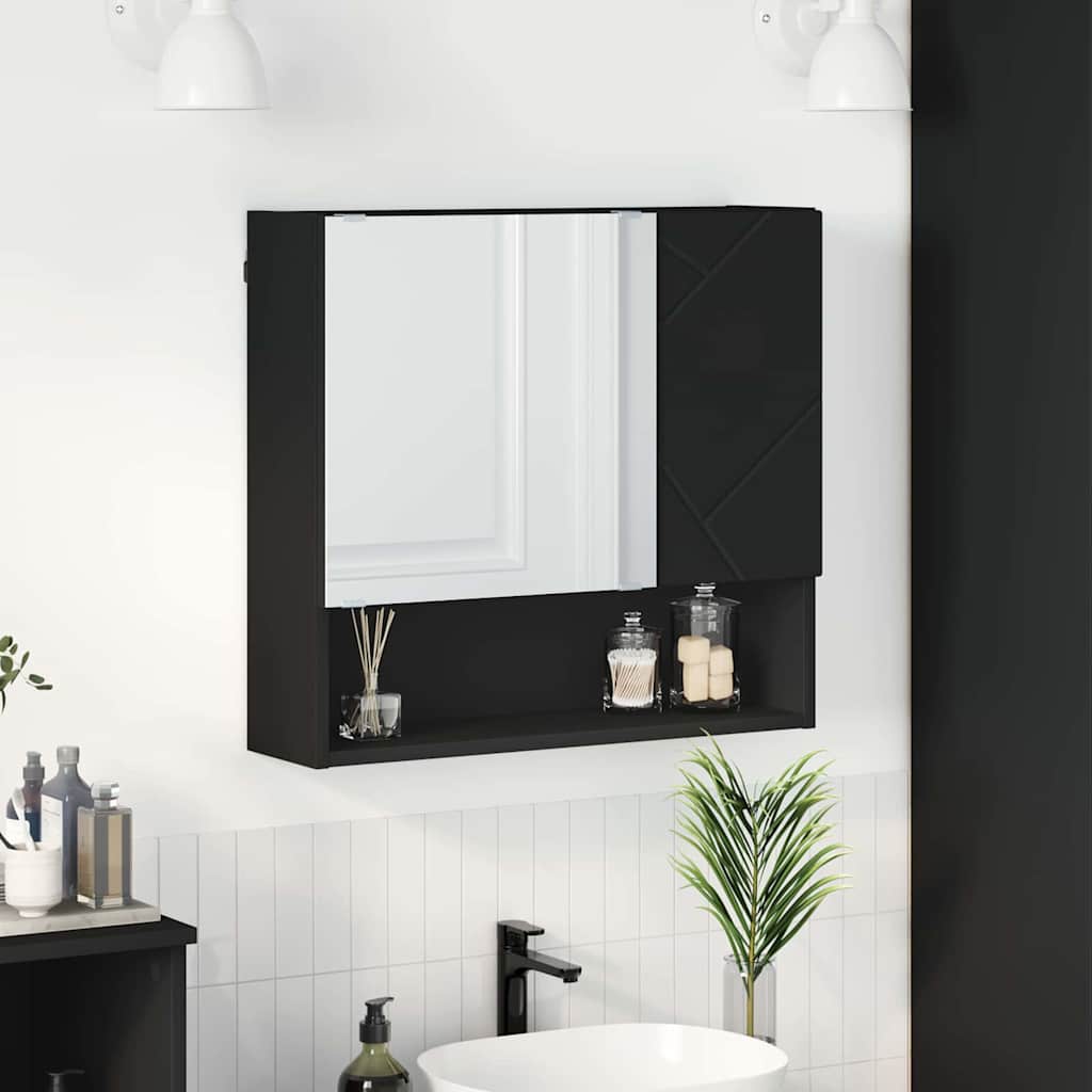 Mirrored Cabinet Black 59 x 17 x 55 cm Engineered wood