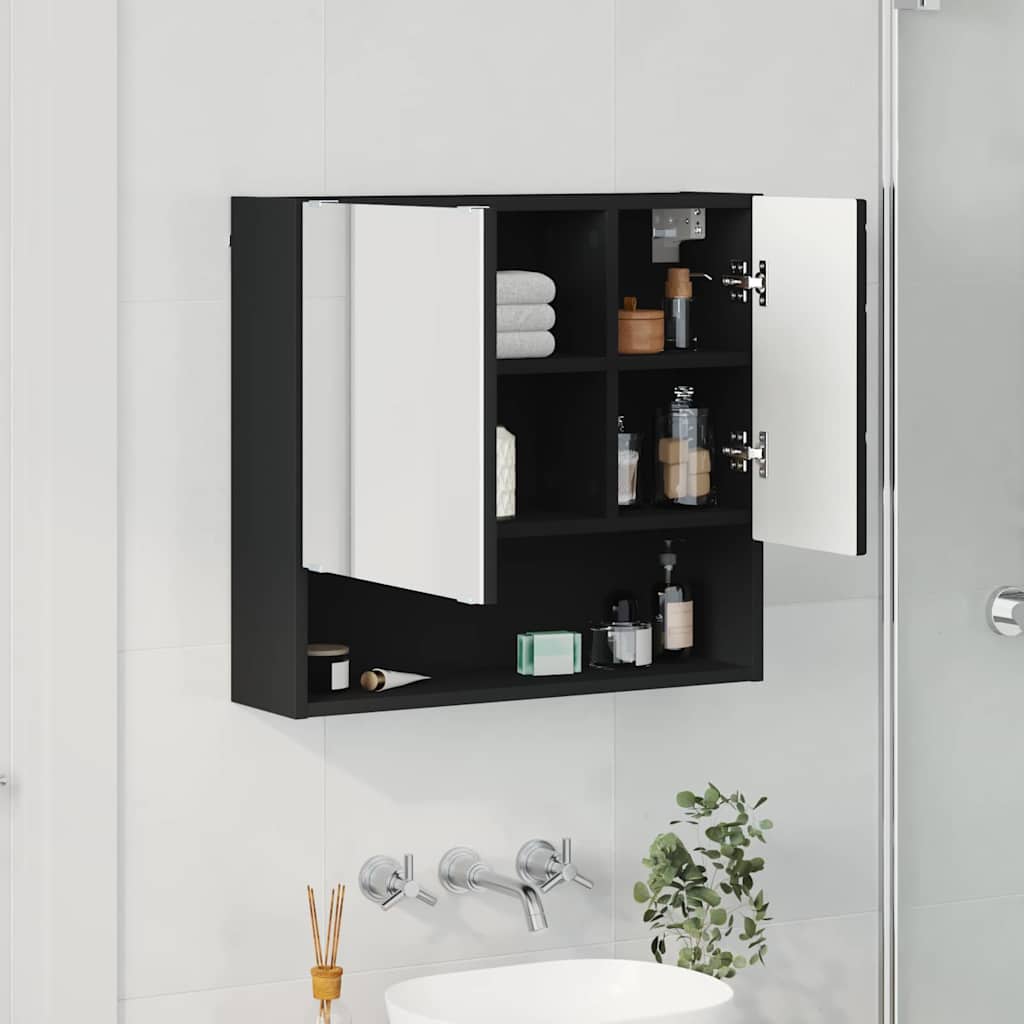 Mirrored Cabinet Black 59 x 17 x 55 cm Engineered wood