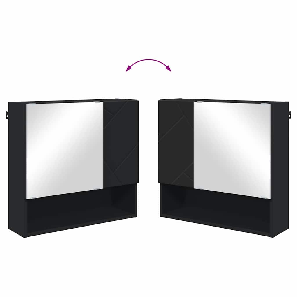 Mirrored Cabinet Black 59 x 17 x 55 cm Engineered wood