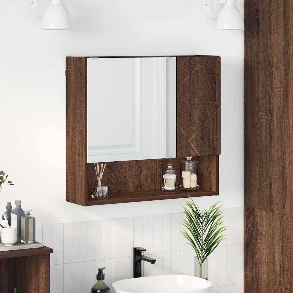 Mirror cabinet brown oak 59 x 17 x 55 cm Engineered wood
