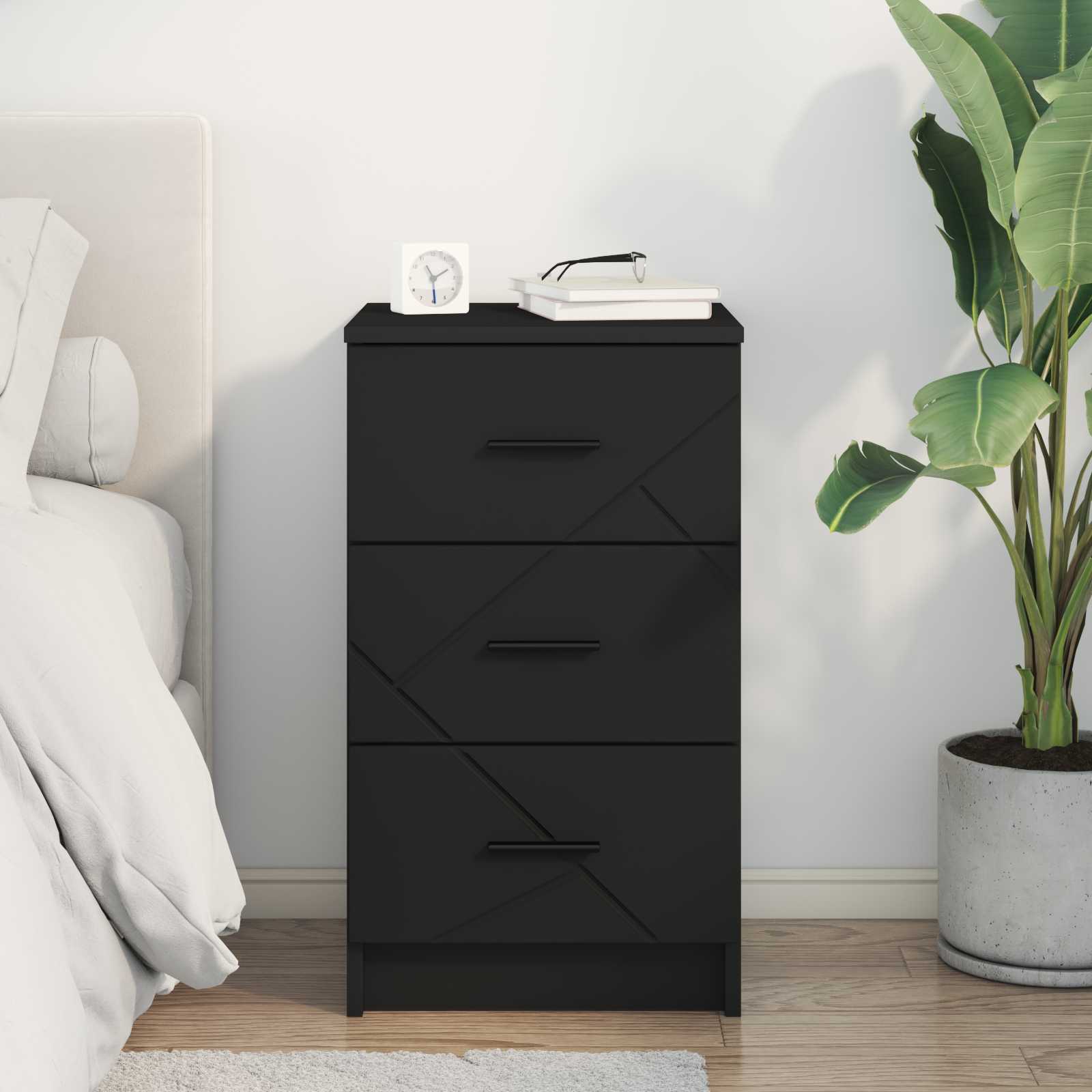 Bedside cabinet Black 38 x 38 x 66 cm Engineered wood