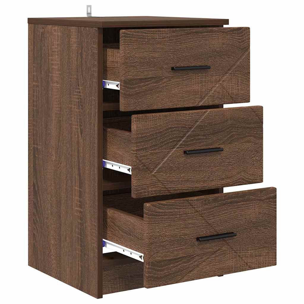 Bedside cabinet with drawer brown oak 38 x 38 x 66 cm