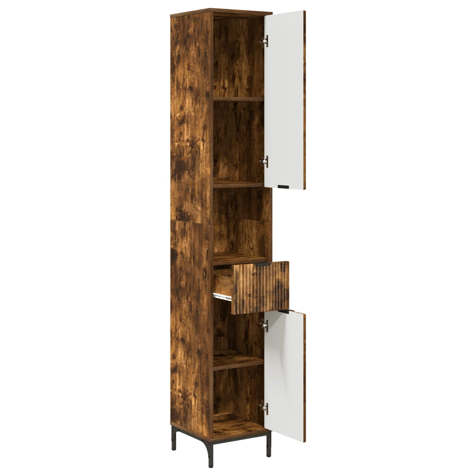 High bathroom cabinet Smoked oak 31.5 x 33 x 190 cm