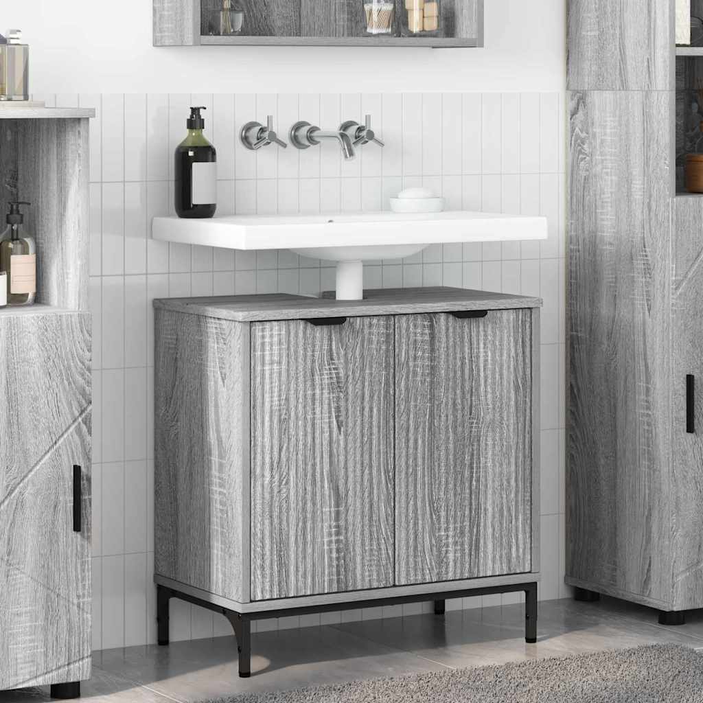 Bathroom Vanity Cabinet Grey Sonoma Oak 60.5 x 33.5 x 61 cm
