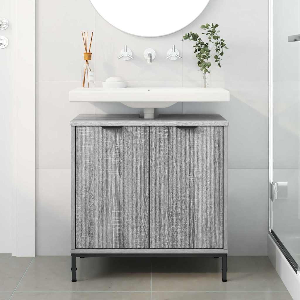 Bathroom Vanity Cabinet Grey Sonoma Oak 60.5 x 33.5 x 61 cm