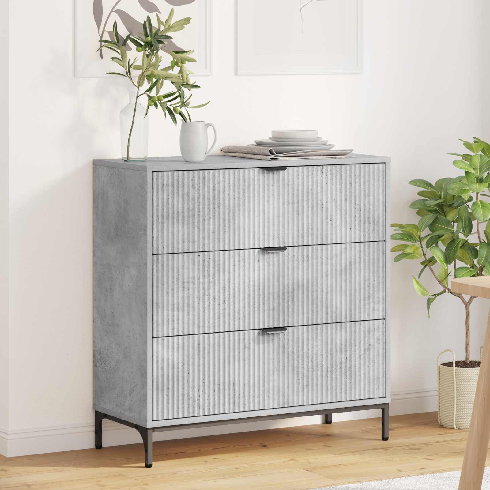 Kabalas Concrete grey 79.5 x 33 x 82 cm Engineered wood