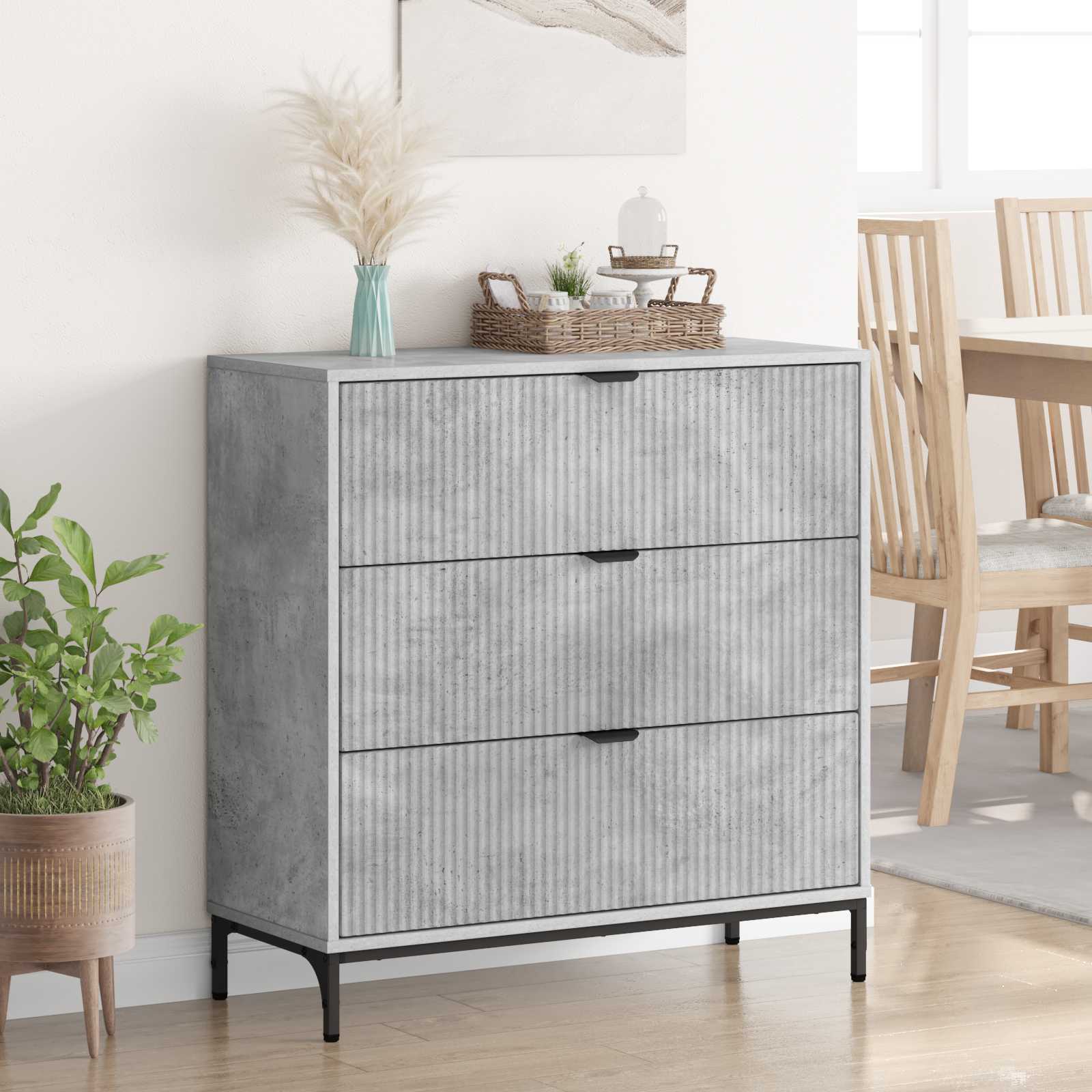Kabalas Concrete grey 79.5 x 33 x 82 cm Engineered wood