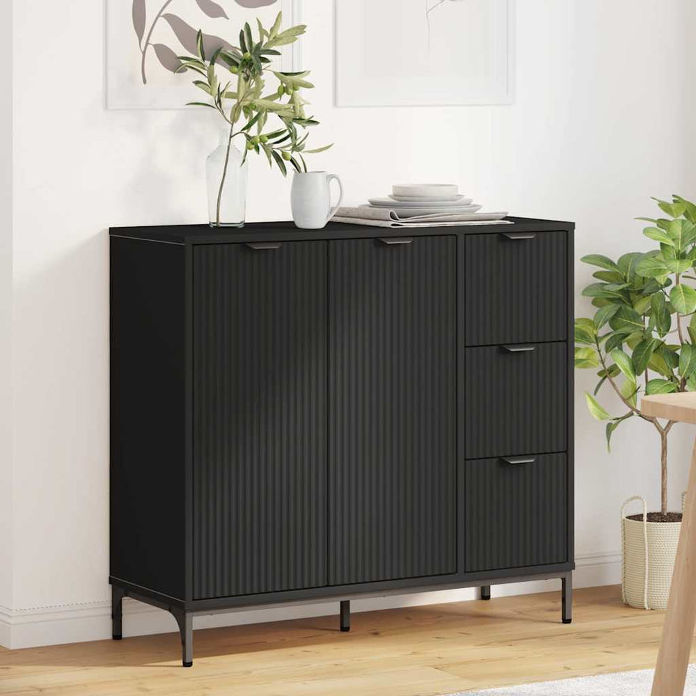 Kabalas su stalčių Juoda 89.5 x 33 x 82 cm Apdirbta mediena