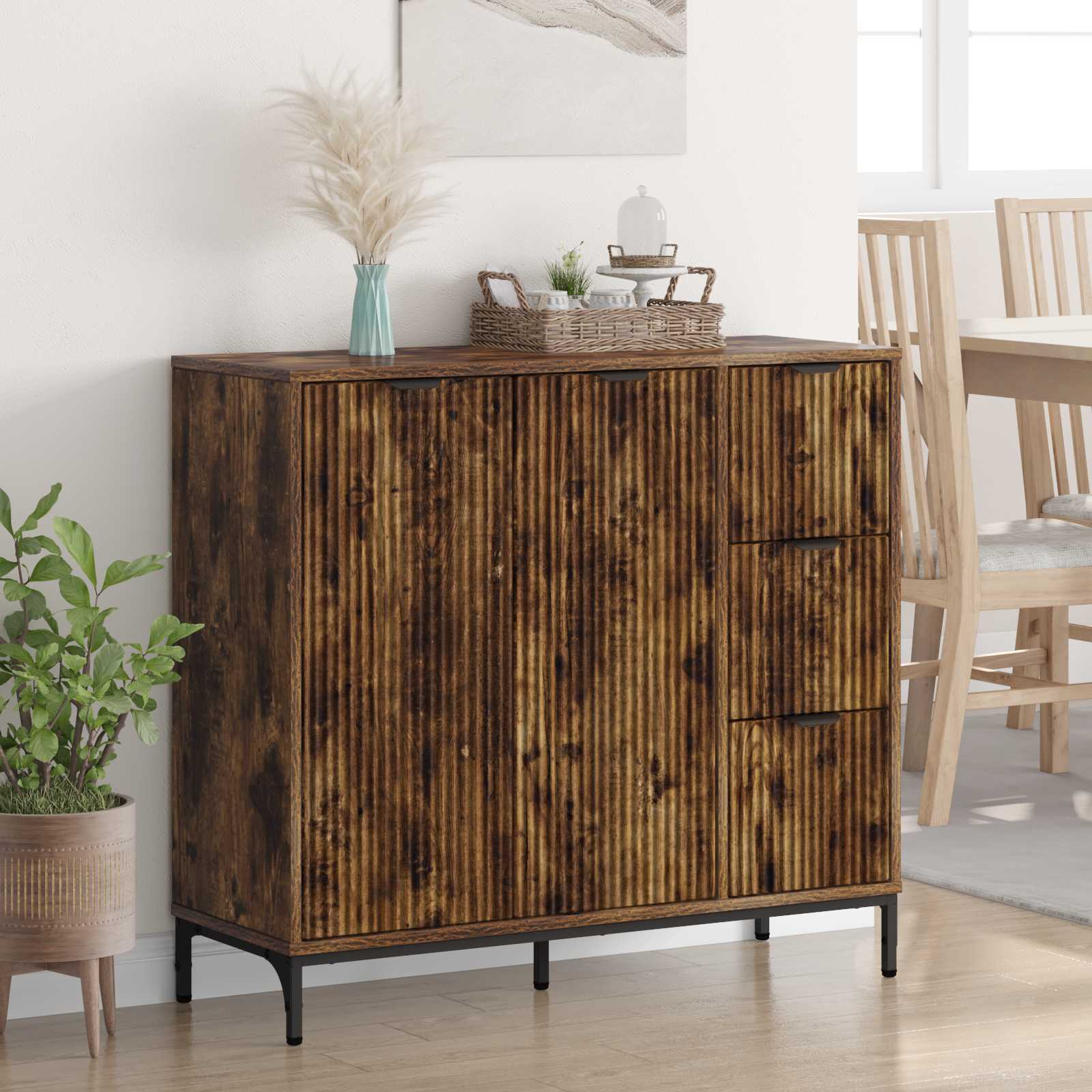 Chest of drawers Smoked oak 89.5 x 33 x 82 cm Engineered wood