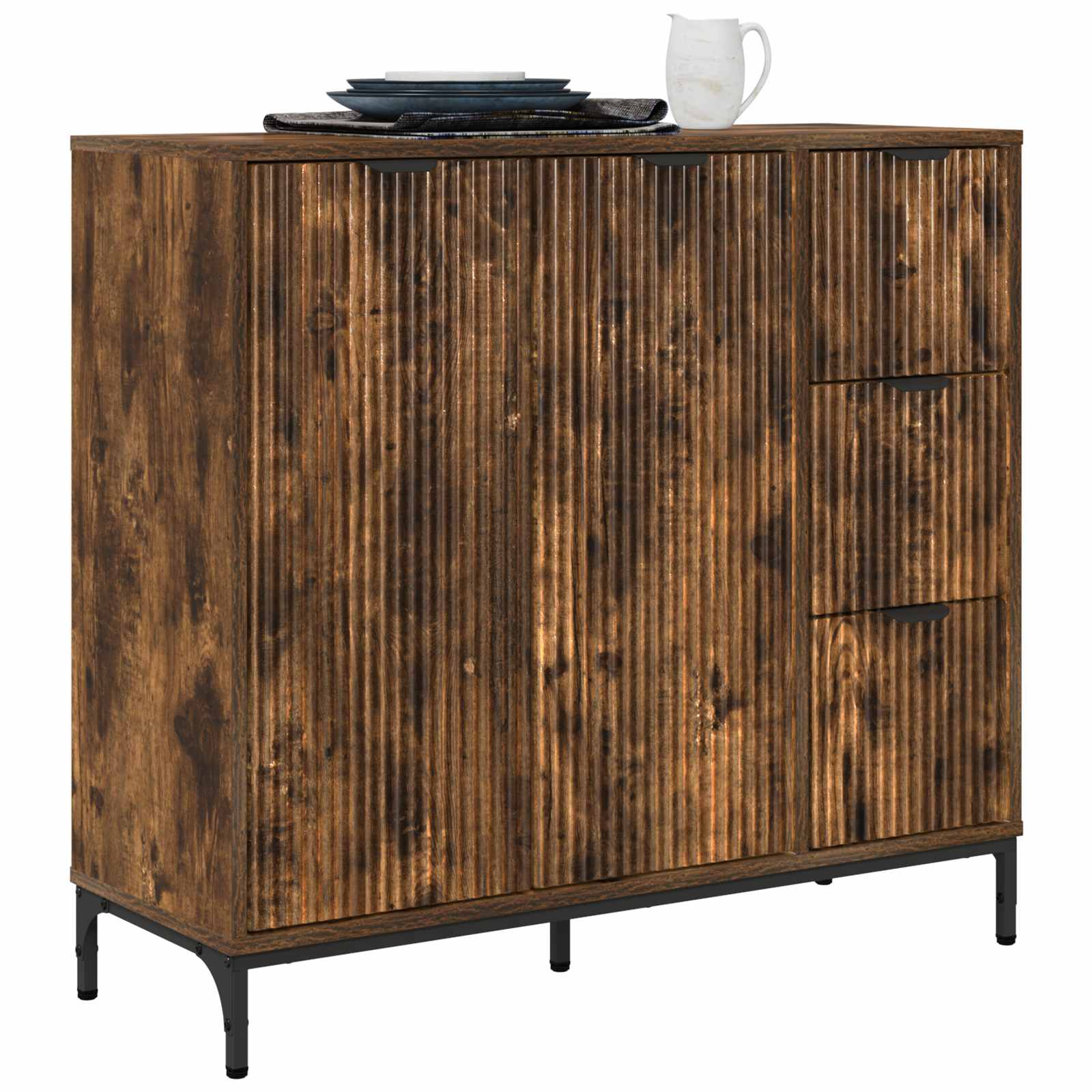 Chest of drawers Smoked oak 89.5 x 33 x 82 cm Engineered wood