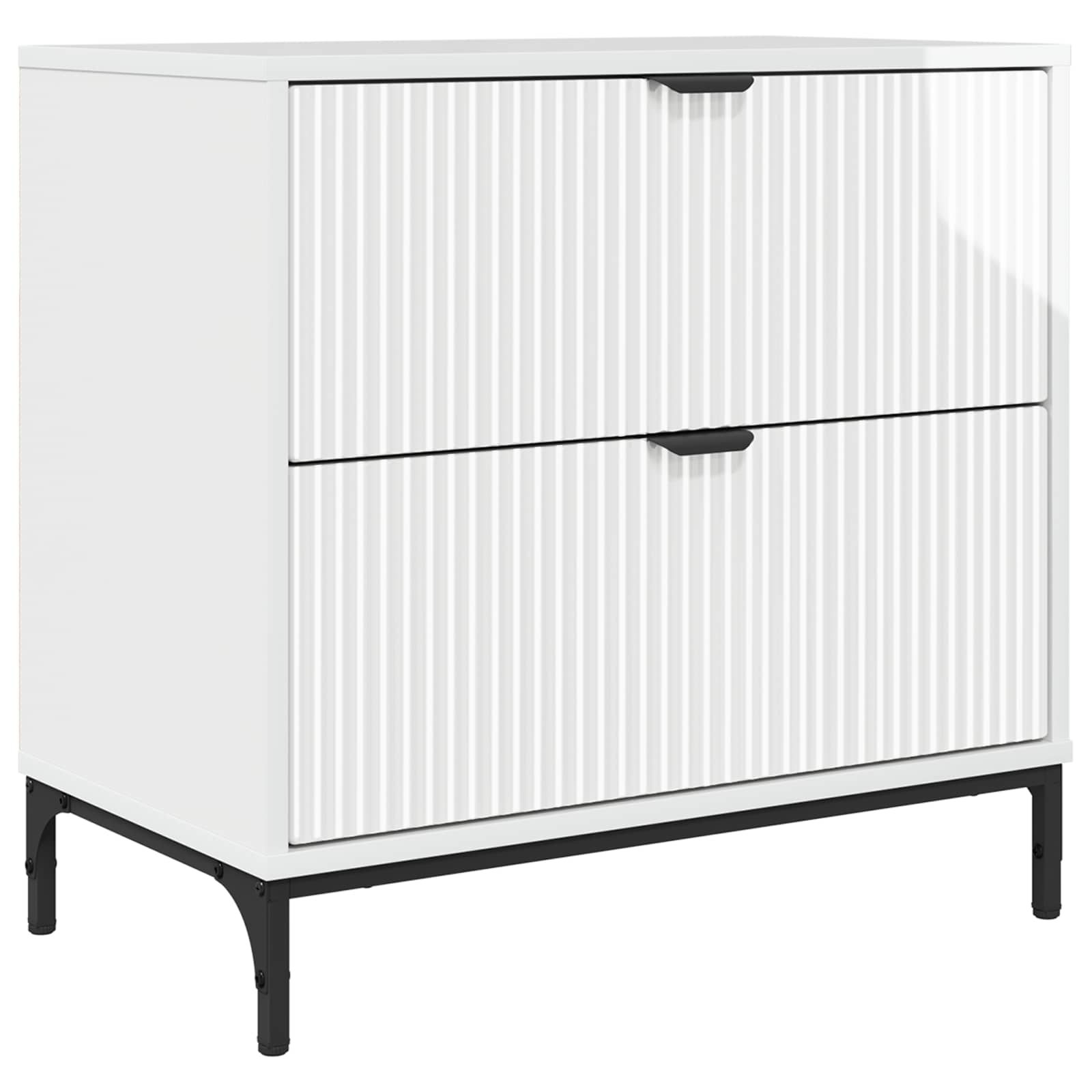 Nightstand High Gloss White 63.5 x 36 x 61 cm