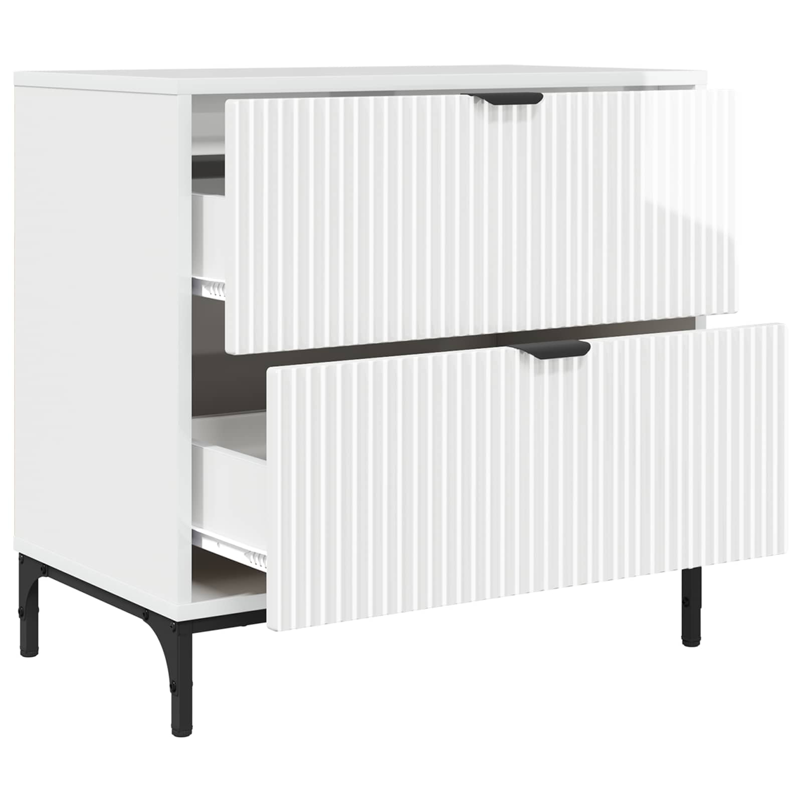 Nightstand High Gloss White 63.5 x 36 x 61 cm