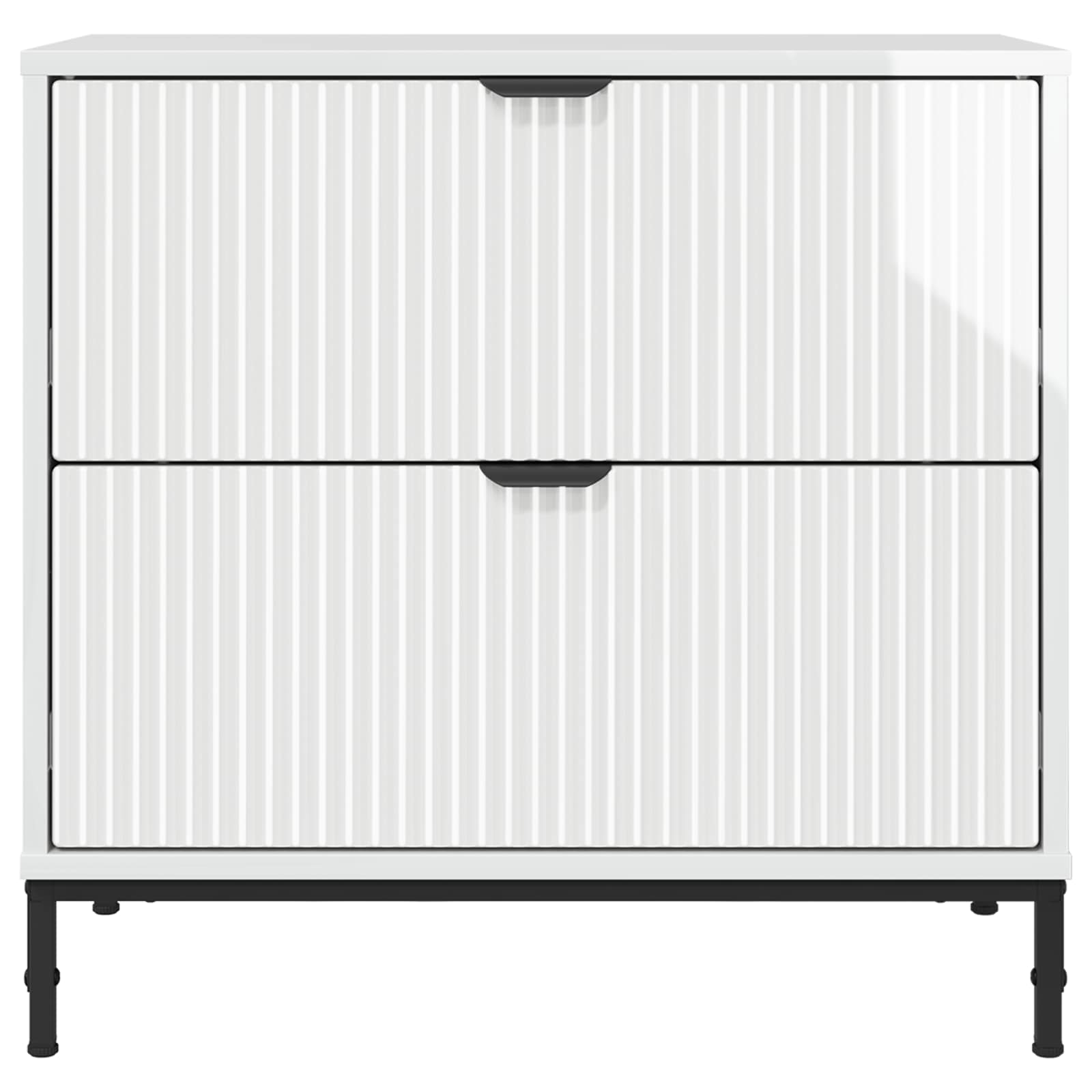 Nightstand High Gloss White 63.5 x 36 x 61 cm
