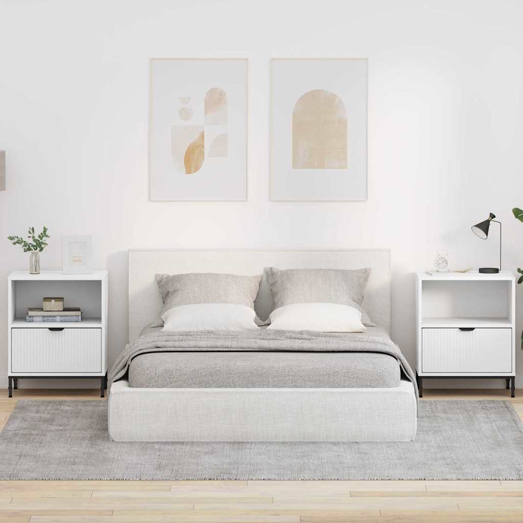 Bedside tables with drawer 2 pcs White 49 x 36 x 61 cm