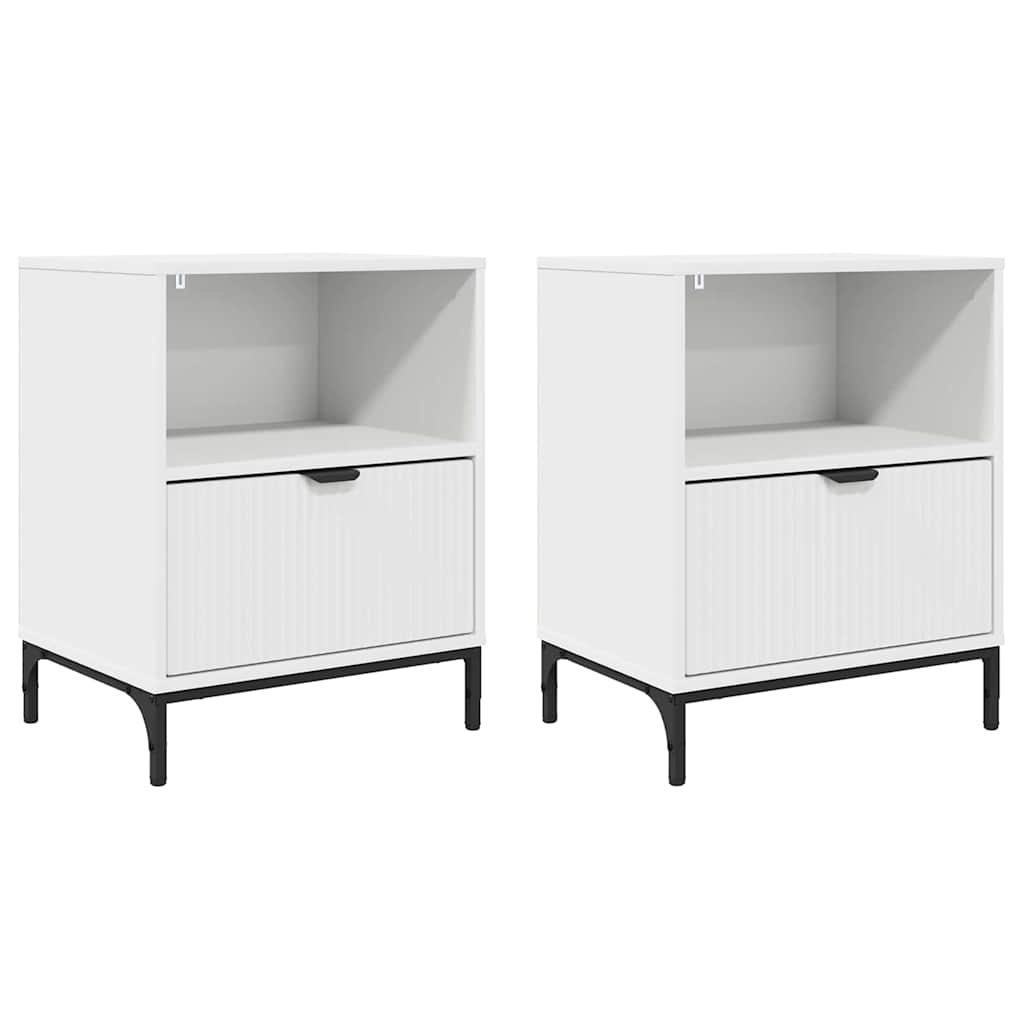 Bedside tables with drawer 2 pcs White 49 x 36 x 61 cm