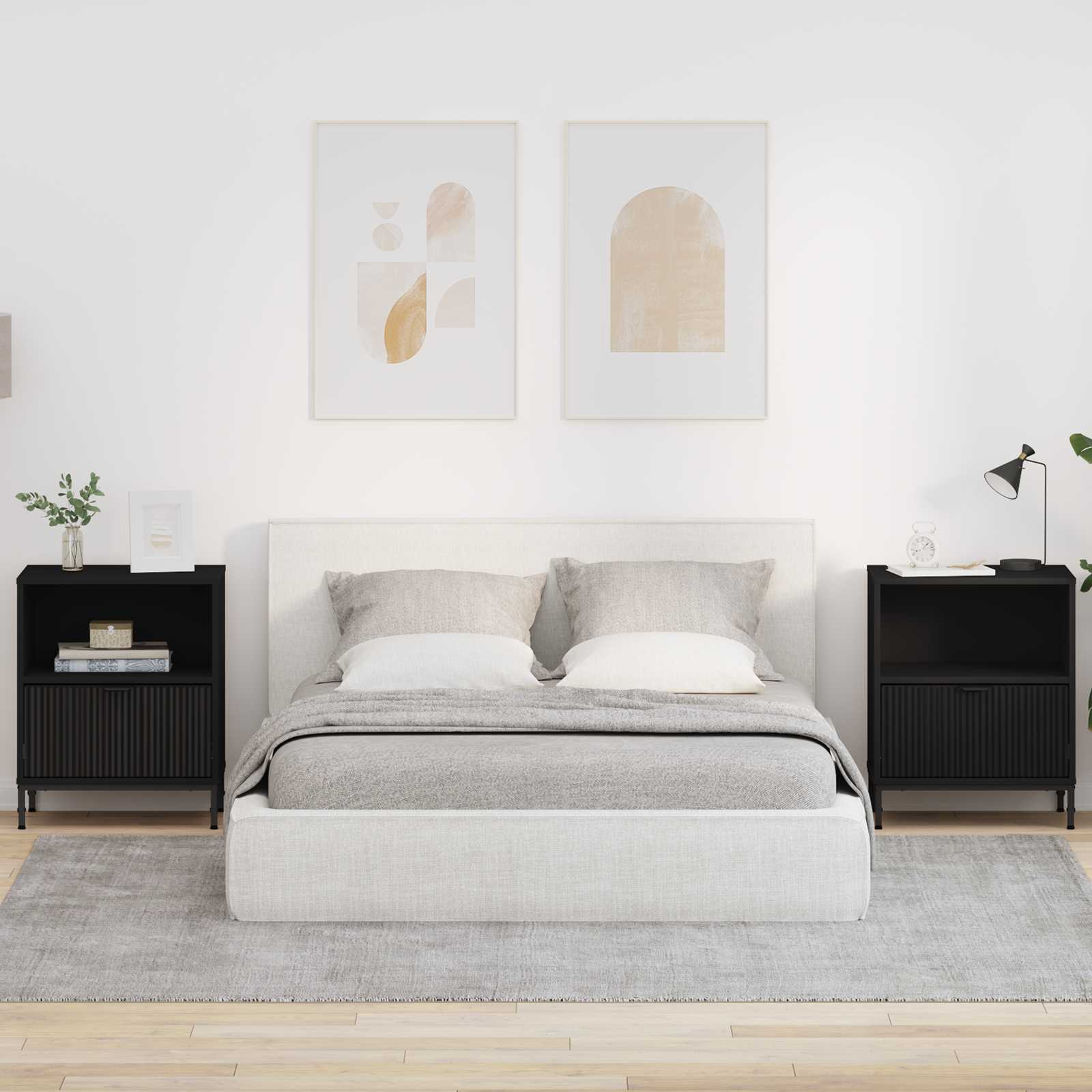 Naktiniai staliukai su stalčių 2 pcs Juoda 49 x 36 x 61 cm