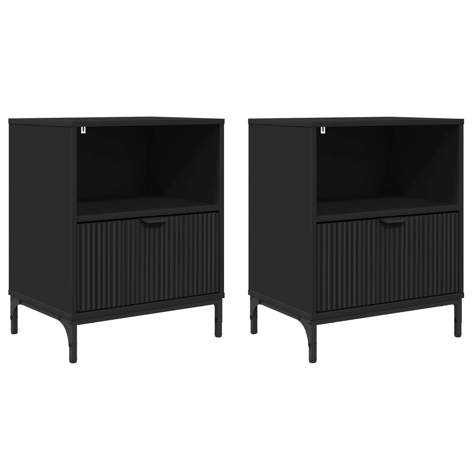 Naktiniai staliukai su stalčių 2 pcs Juoda 49 x 36 x 61 cm