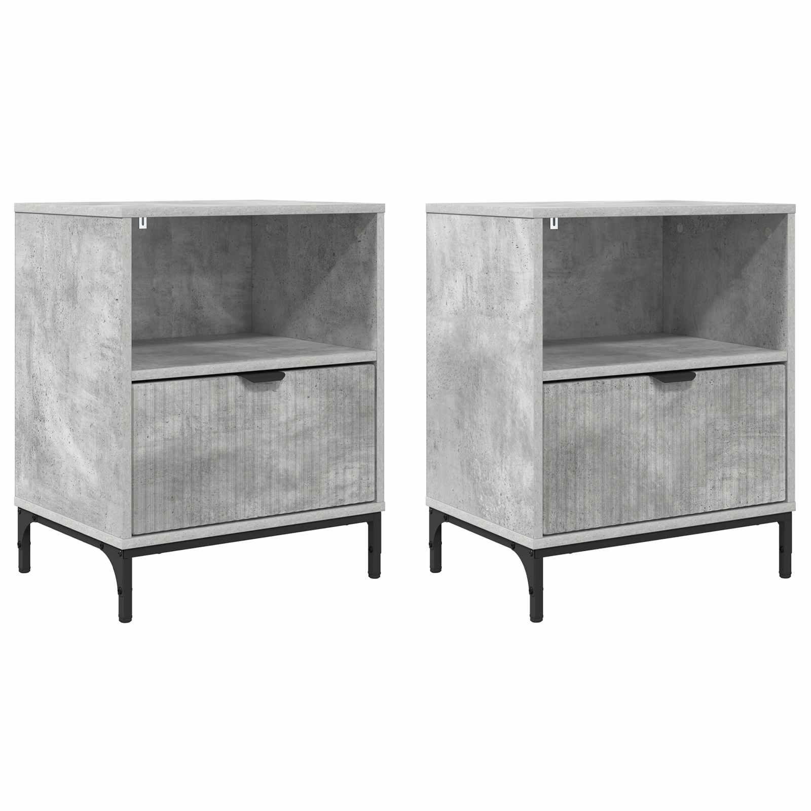 Naktiniai staliukai 2 pcs Betono pilka 49 x 36 x 61 cm