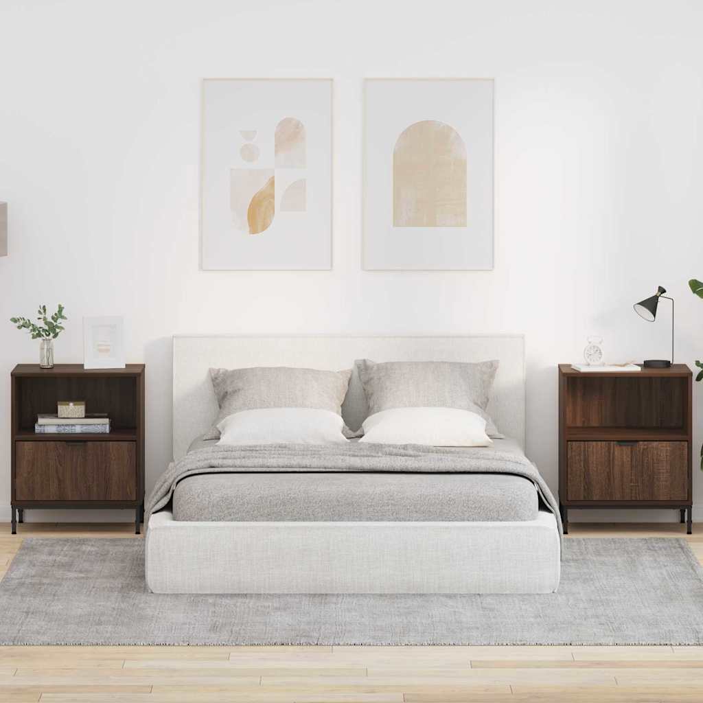 Naktiniai staliukai 2 pcs ruda ąžuolo 49 x 36 x 61 cm