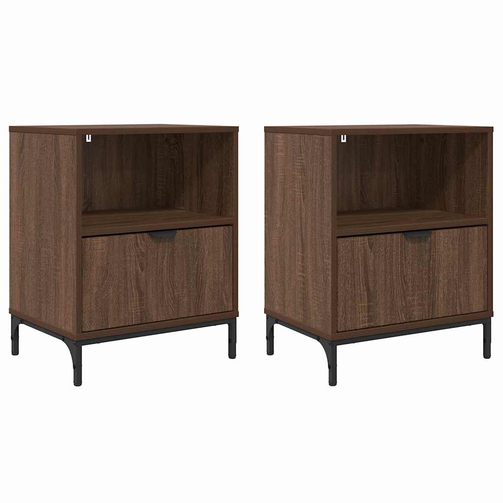 Naktiniai staliukai 2 pcs ruda ąžuolo 49 x 36 x 61 cm