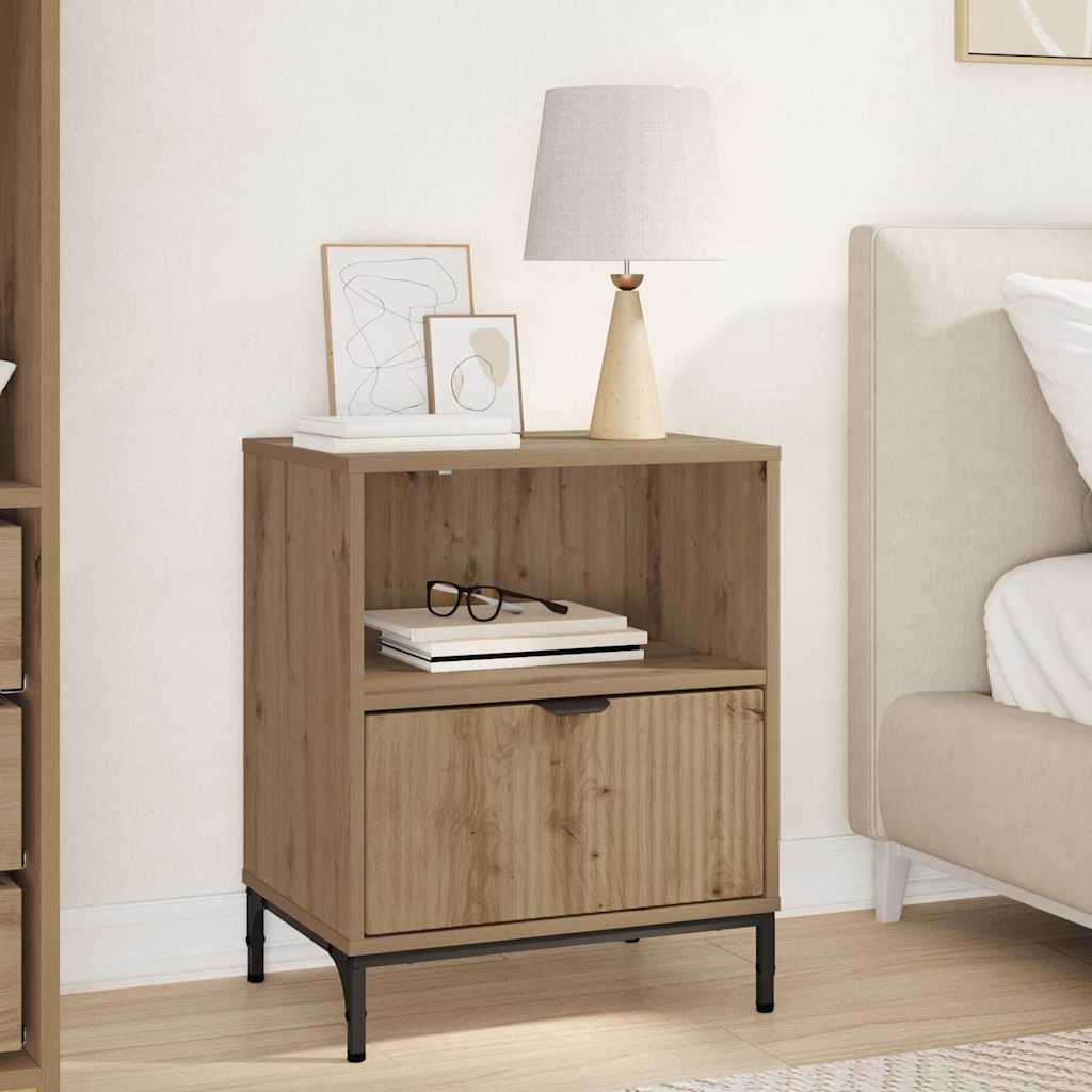 Bedside cabinet with drawer artisan oak 49 x 36 x 61 cm