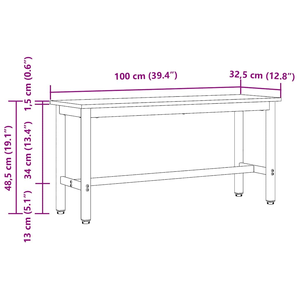 Valgomojo suolas 2 pcs Amatininkų ąžuolas 100 x 32,5 x 48,5 cm