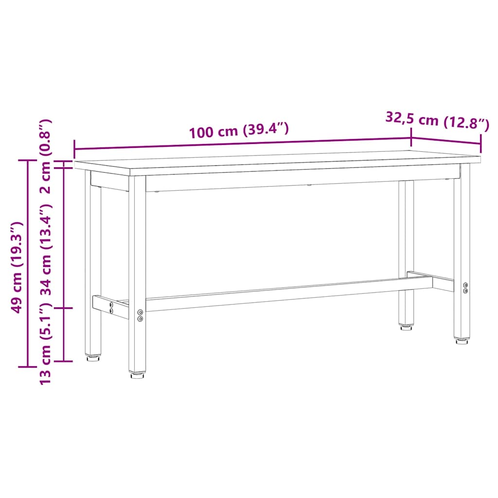 Valgomojo suolas Natūrali 100 x 32,5 x 49 cm