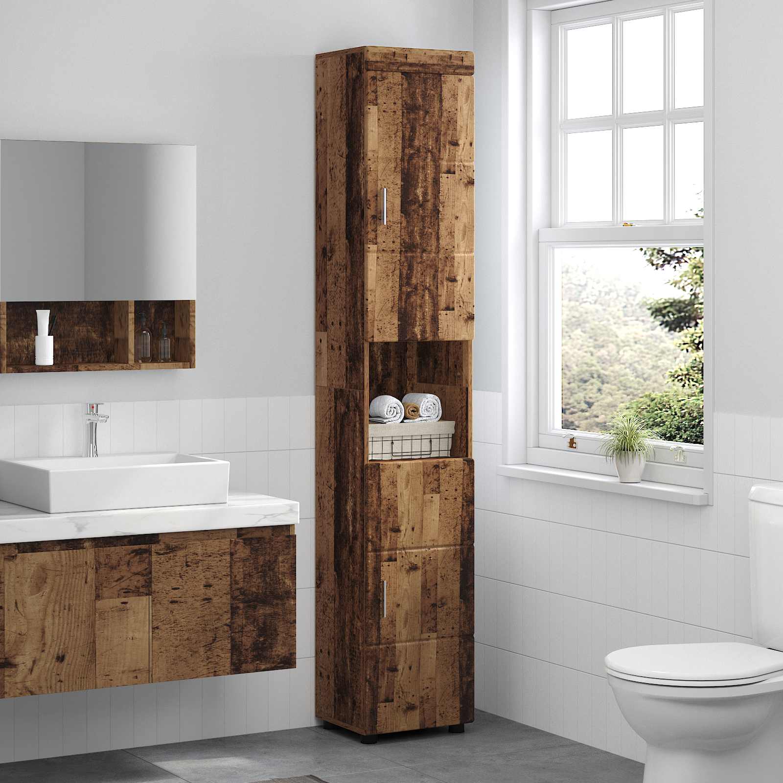 Vannas istabas skapja komplekts TULUM Vecs koks 37 x 31,5 x 203 cm