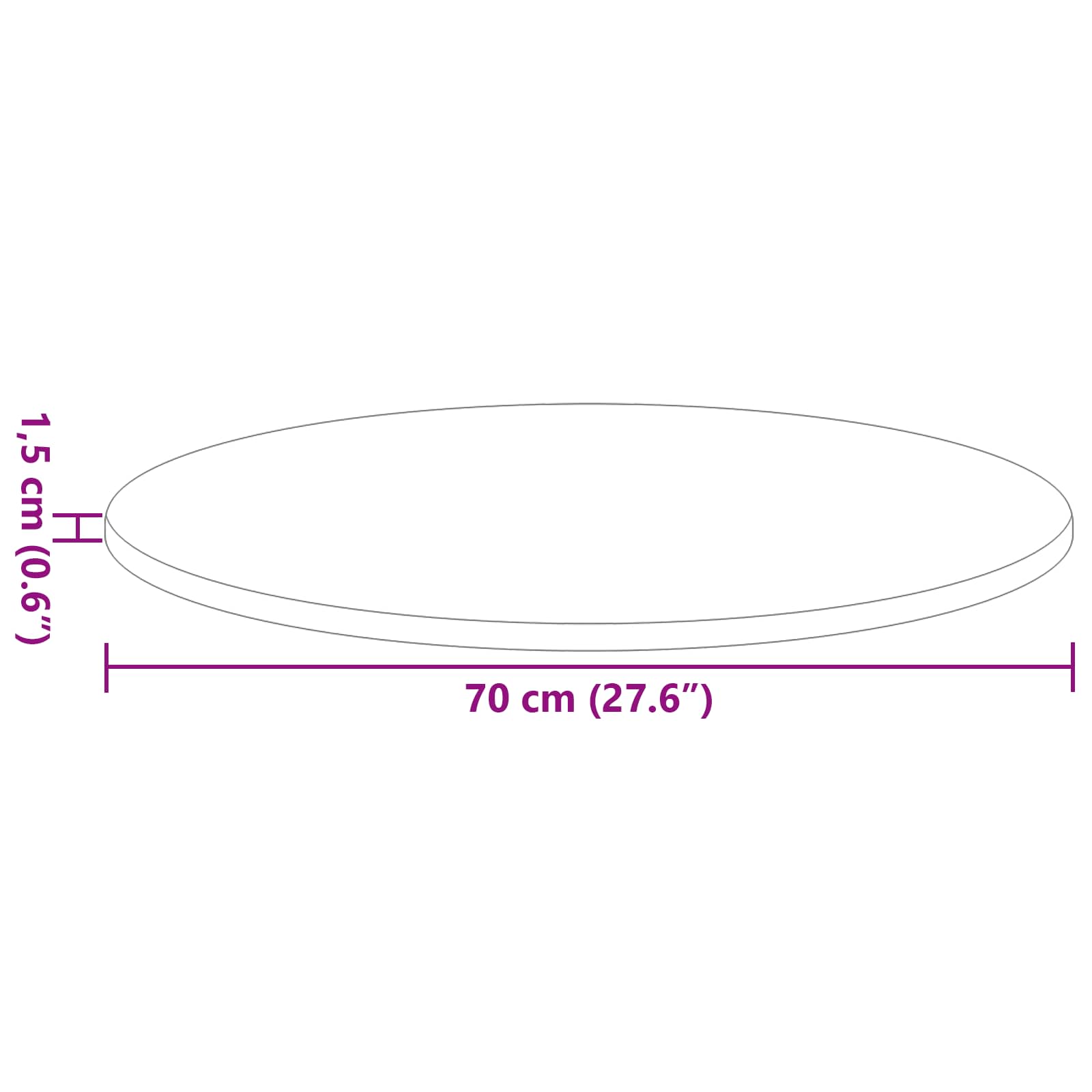Table top Extra glossy white 70 x 70 x 1.5 cm