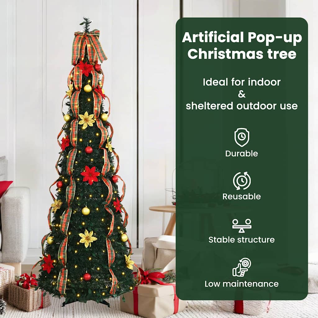 Dirbtinė Kalėdų eglutė CRYSTAL POLAR, su 150 LED stovu Žalia 180 cm.