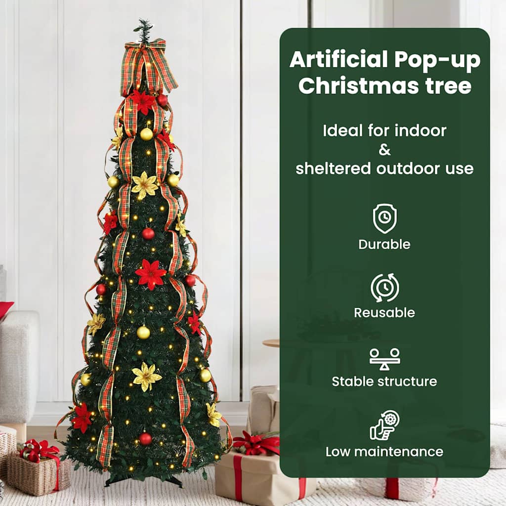 Dirbtinė Kalėdų eglutė CRYSTAL POLAR, su 200 LED stovu Žalia 210 cm.