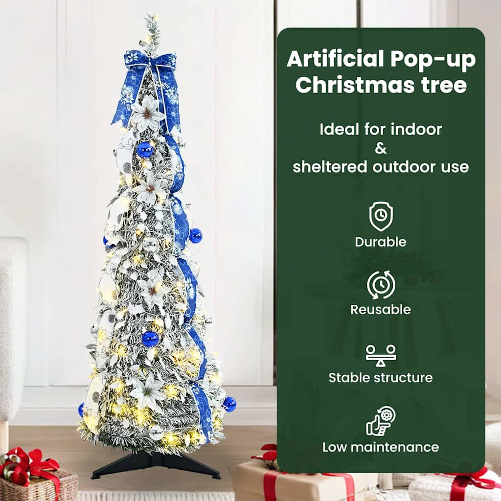 Mākslīgā eglīte CRYSTAL POLAR, ar 50 LED lampiņu statīvu, zaļa, 120 cm.