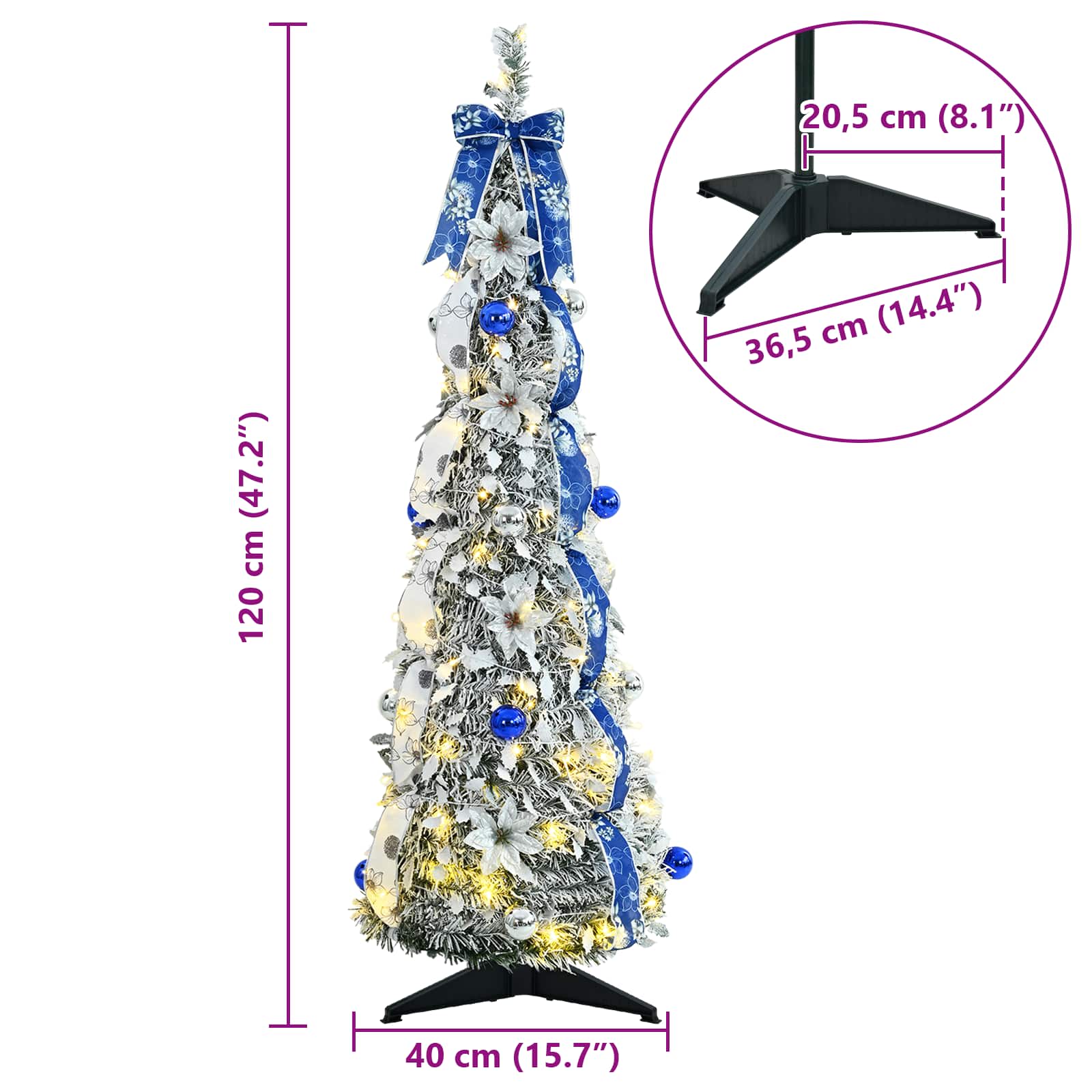 Artificial Christmas Tree CRYSTAL POLAR, with 50 LED Stand Green 120 cm.