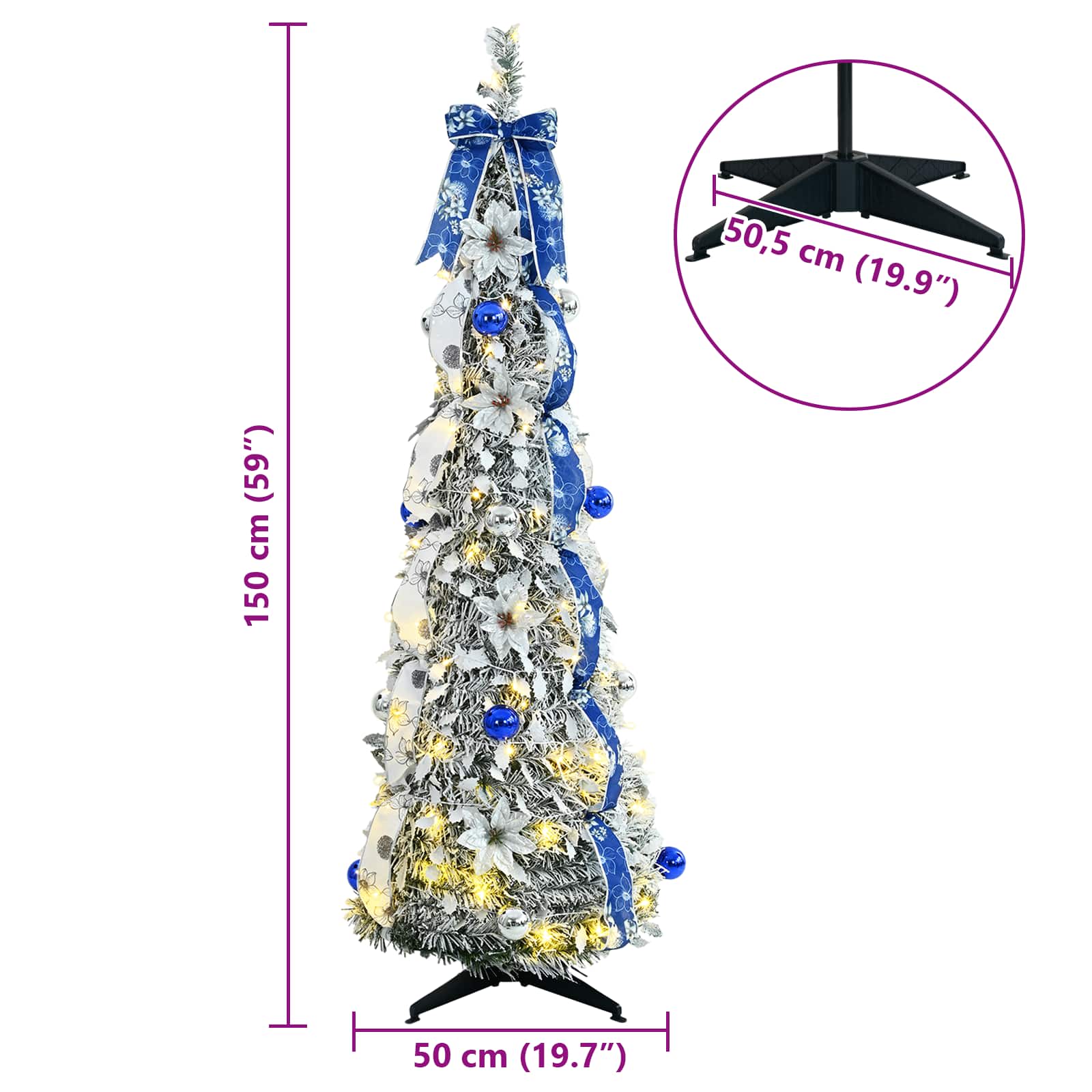 Dirbtinė Kalėdų eglutė CRYSTAL POLAR, su 100 LED stovu Žalia 150 cm.