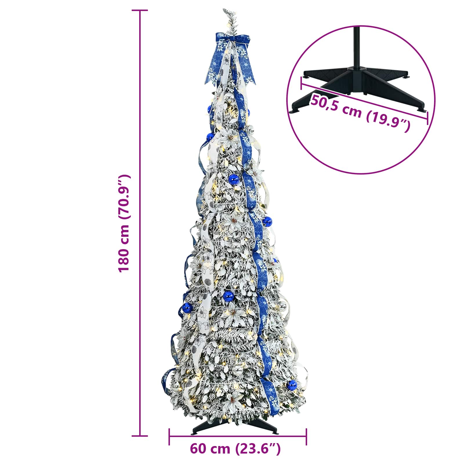 Mākslīgā eglīte CRYSTAL POLAR, ar 150 LED lampiņām, zaļa 180 cm.