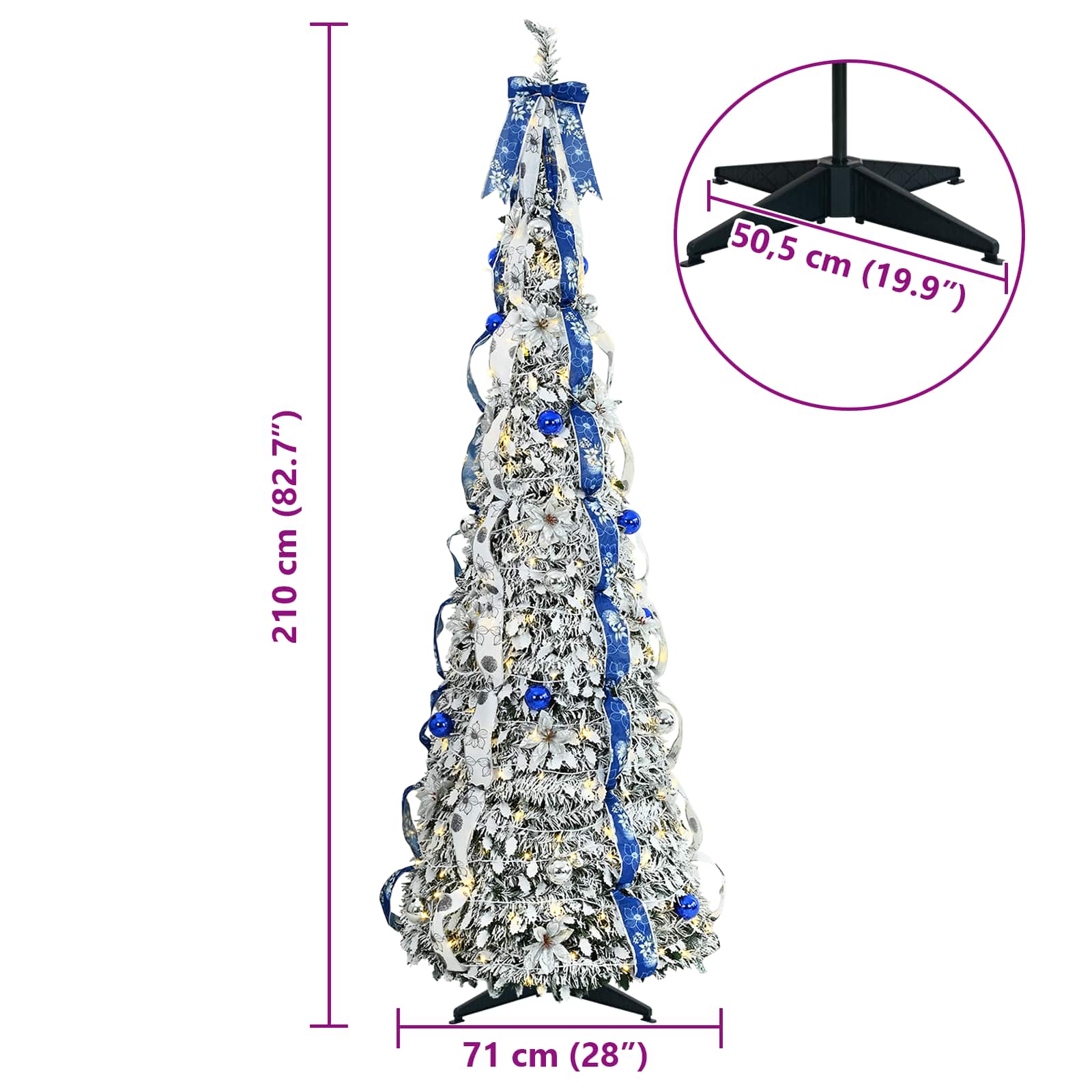 Dirbtinė Kalėdų eglutė CRYSTAL POLAR, su 200 LED stovu Žalia 210 cm.