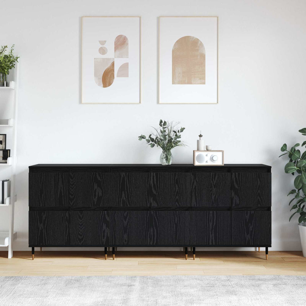 Oppbevaringsskap 3 pcs Juodas ąžuolas 60 x 35 x 70 cm