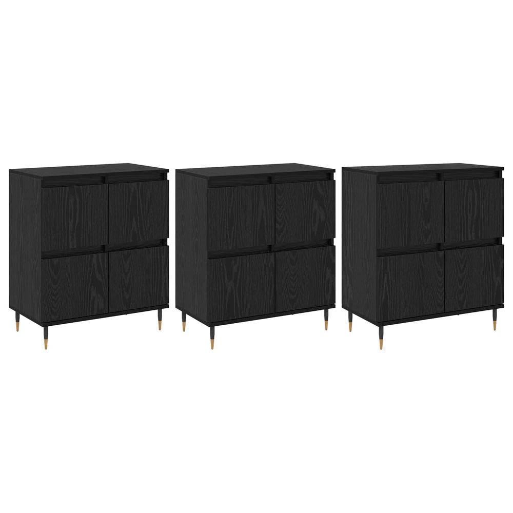 Oppbevaringsskap 3 pcs Juodas ąžuolas 60 x 35 x 70 cm