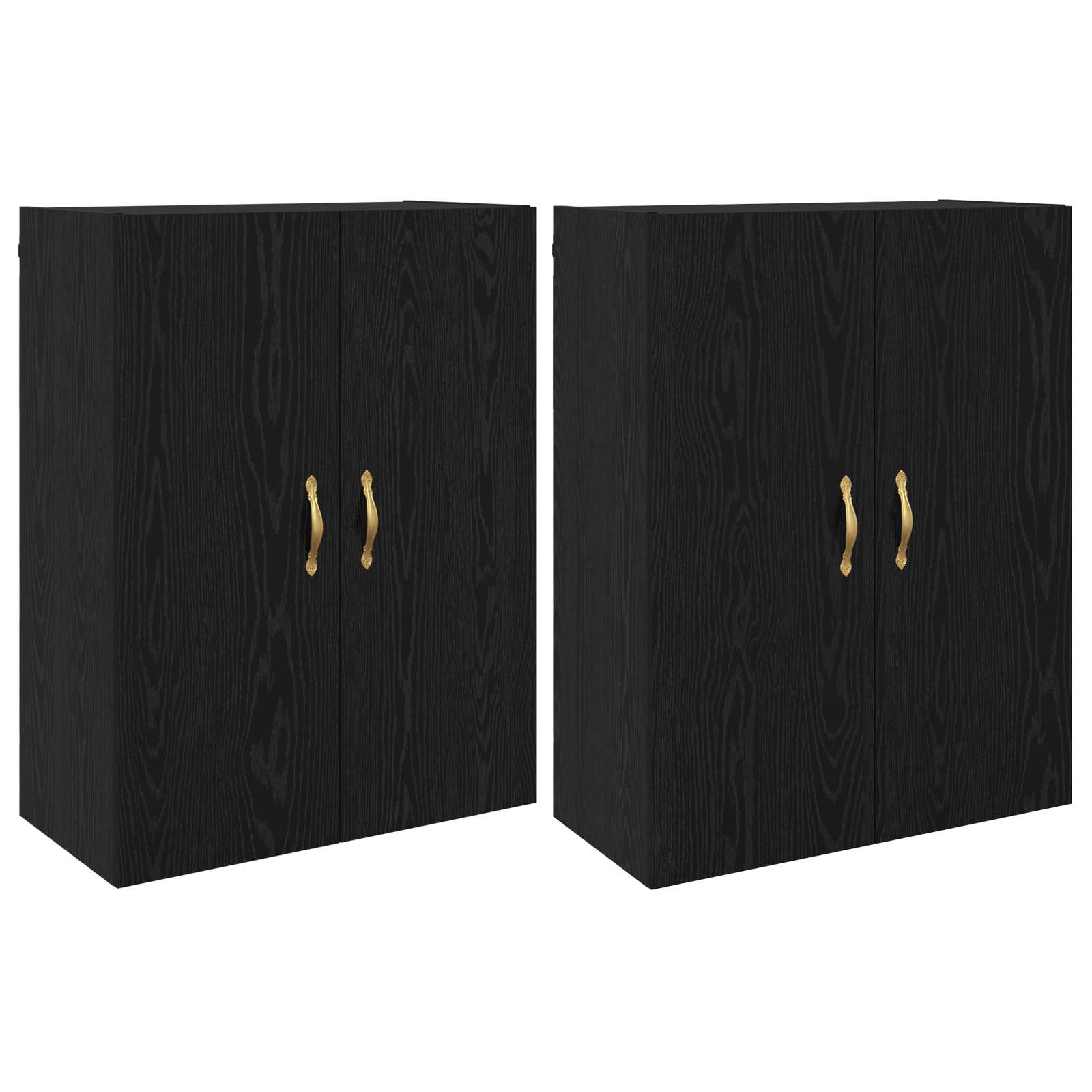Prie sienos montuojama spinta 2 pcs Juodas ąžuolas