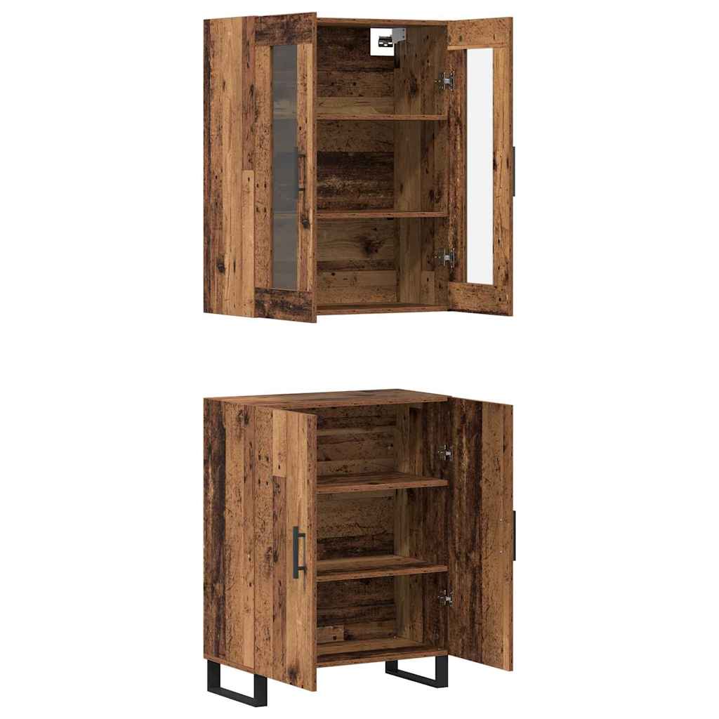 Tall cabinet 2 pcs Old wood Processed wood