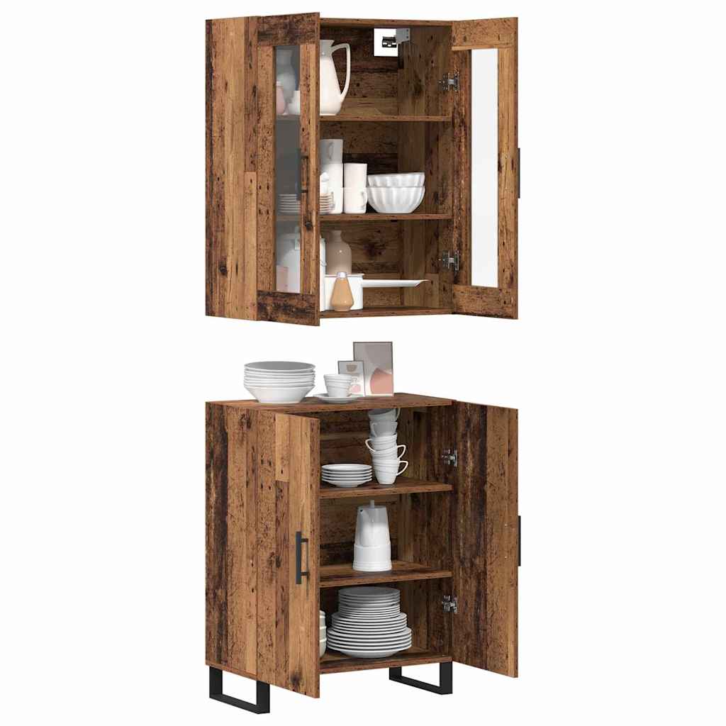 Tall cabinet 2 pcs Old wood Processed wood