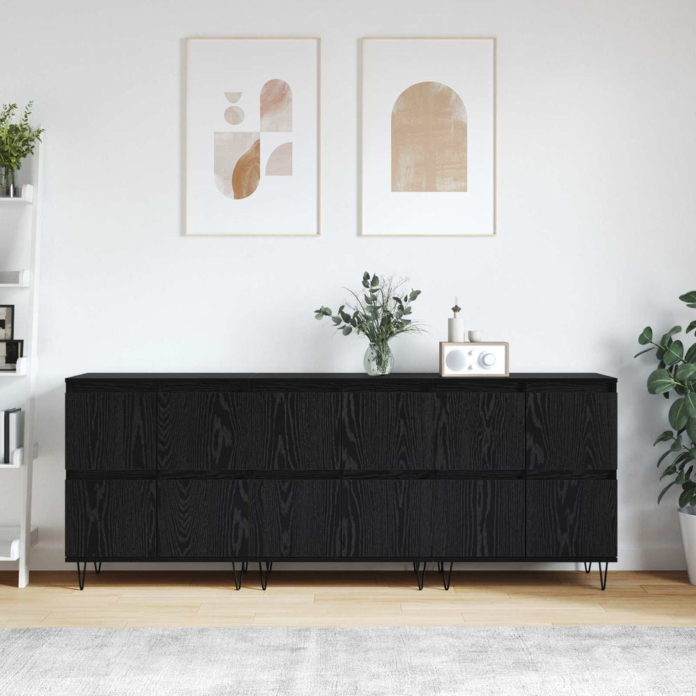 Šoninės lentynos 3 pcs Juodas ąžuolas