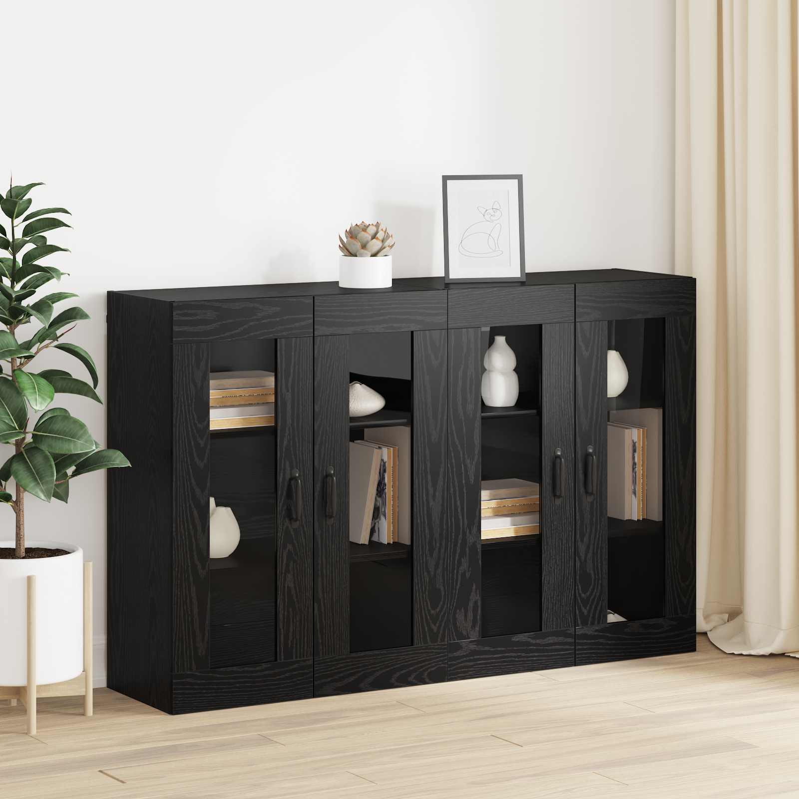 Sieniniai spintelės 2 pcs juoda ąžuolo 69,5 x 34 x 90 cm