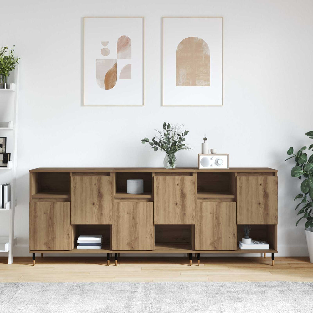Šoninės lentynos 3 pcs Amatininkų ąžuolas