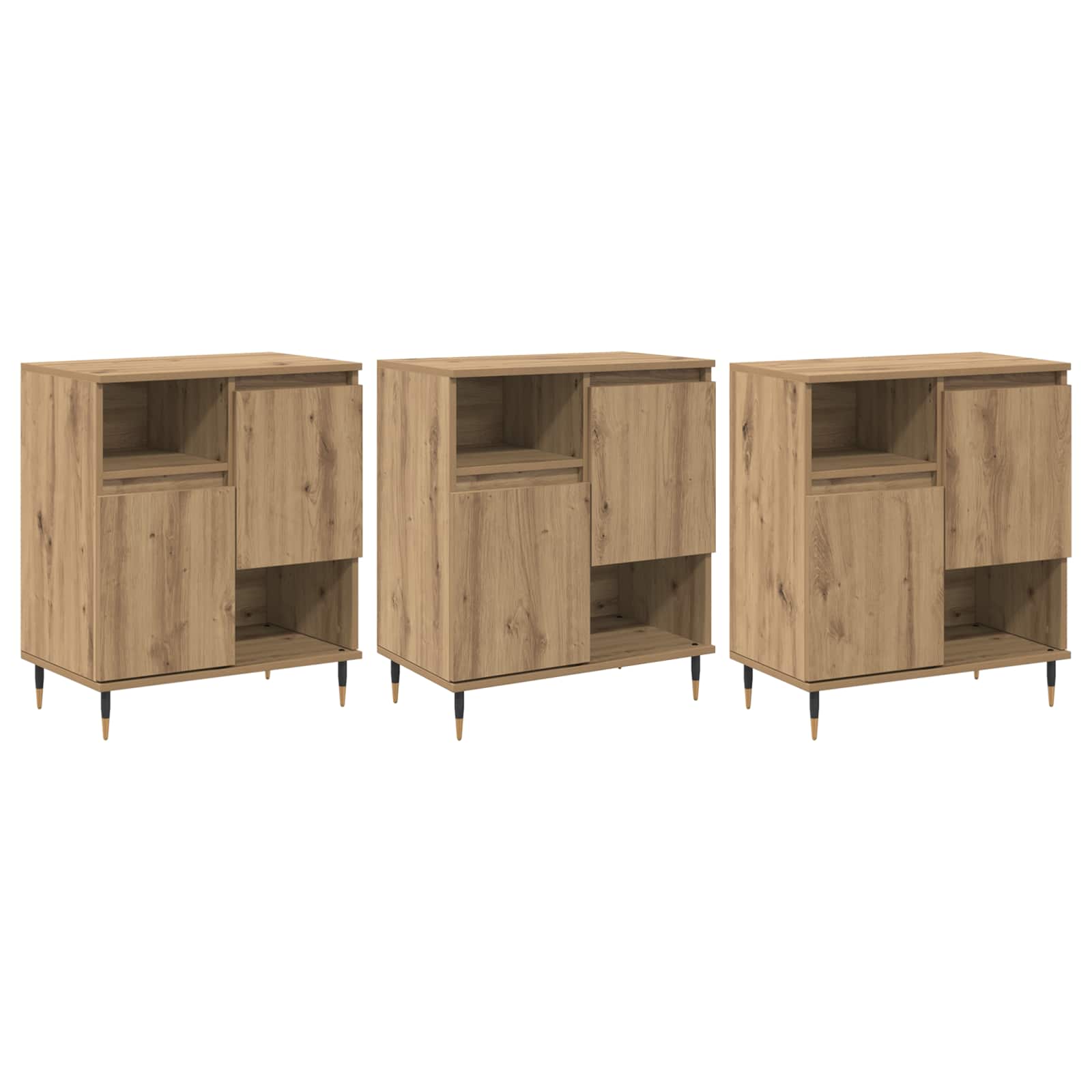 Šoninės lentynos 3 pcs Amatininkų ąžuolas