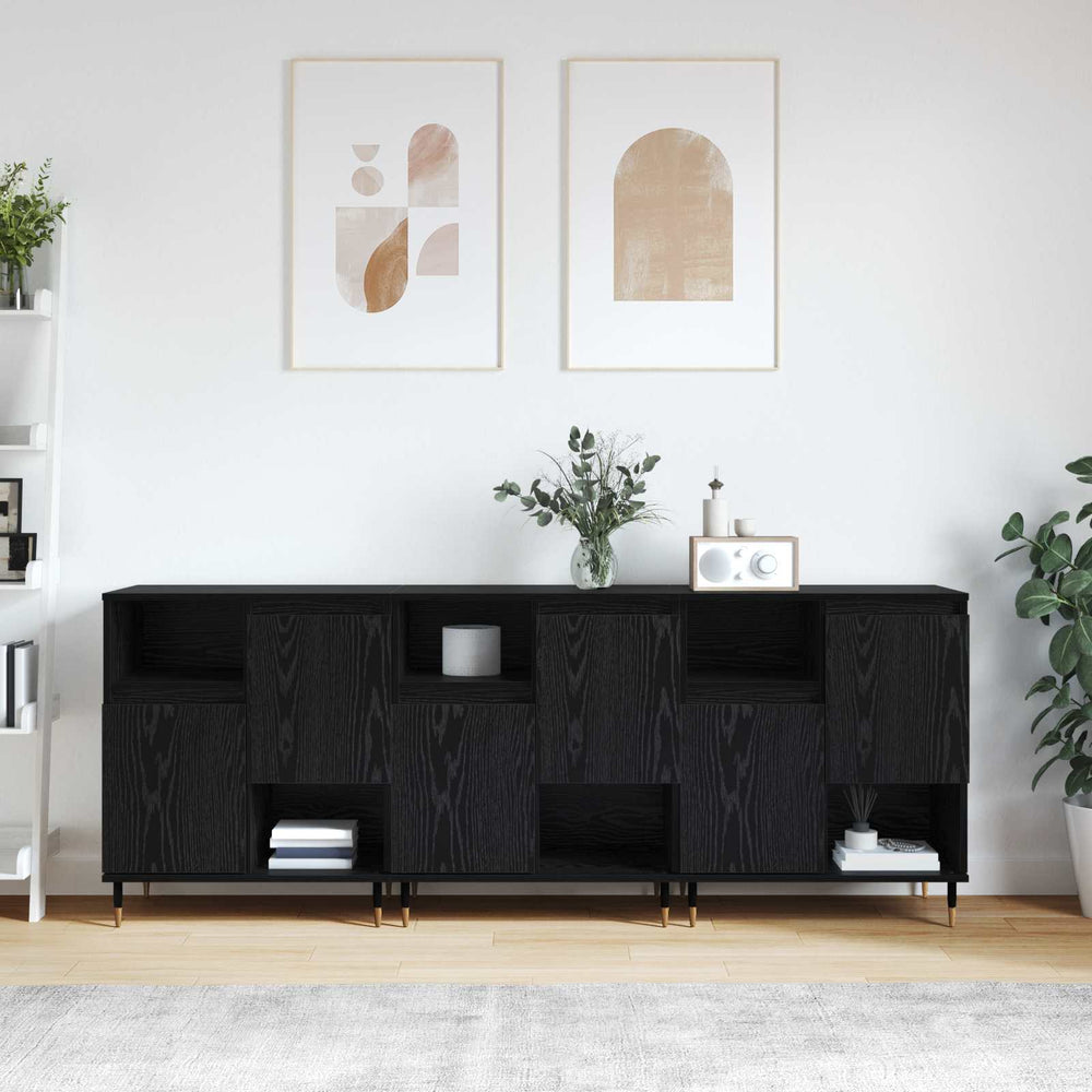 Šoninės lentynos 3 pcs Juodas ąžuolas