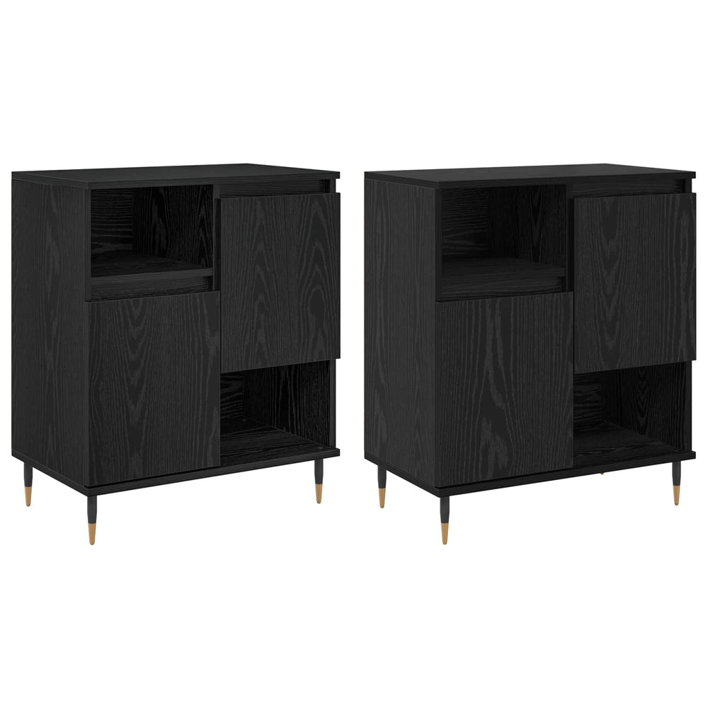 Šoninės lentynos 2 pcs juoda ąžuolo