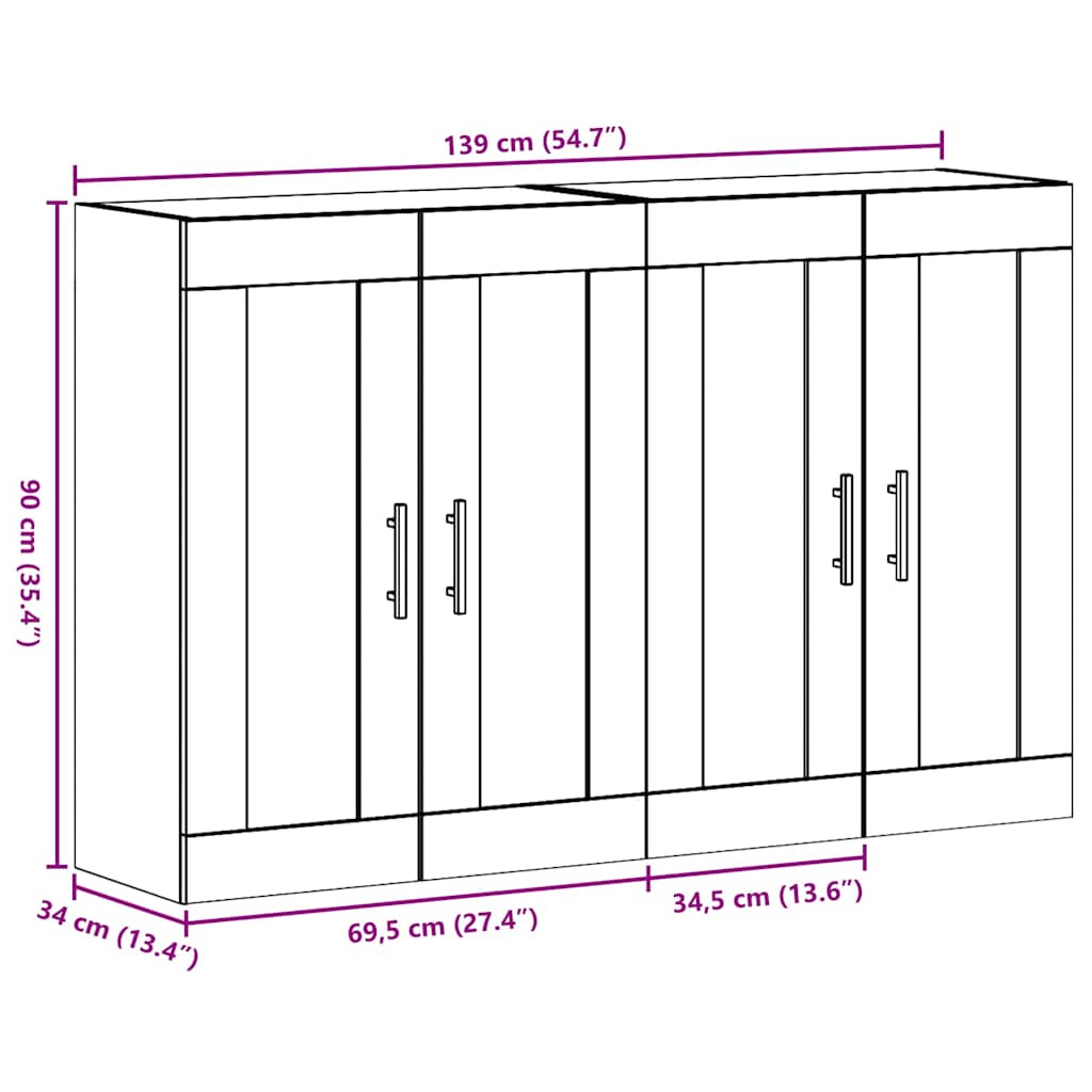 Sieniniai spintelės 2 pcs Sena mediena 69,5 x 34 x 90 cm