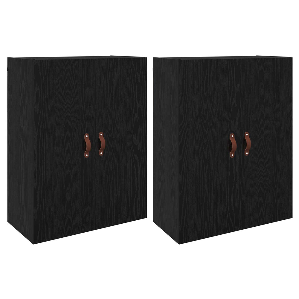Prie sienos montuojama spinta 2 pcs Juodas ąžuolas